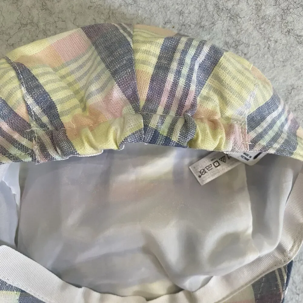 Janie & Jack Striped Linen Newsboy Hat Cap Size  3-6 monthsSummer preppy Plaid
